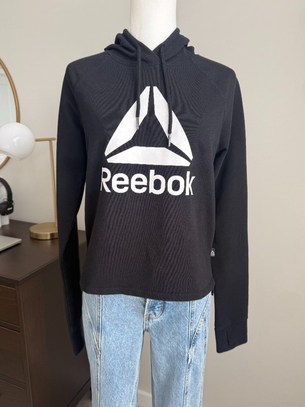 REEBOK Black Logo Pullover Hoodie